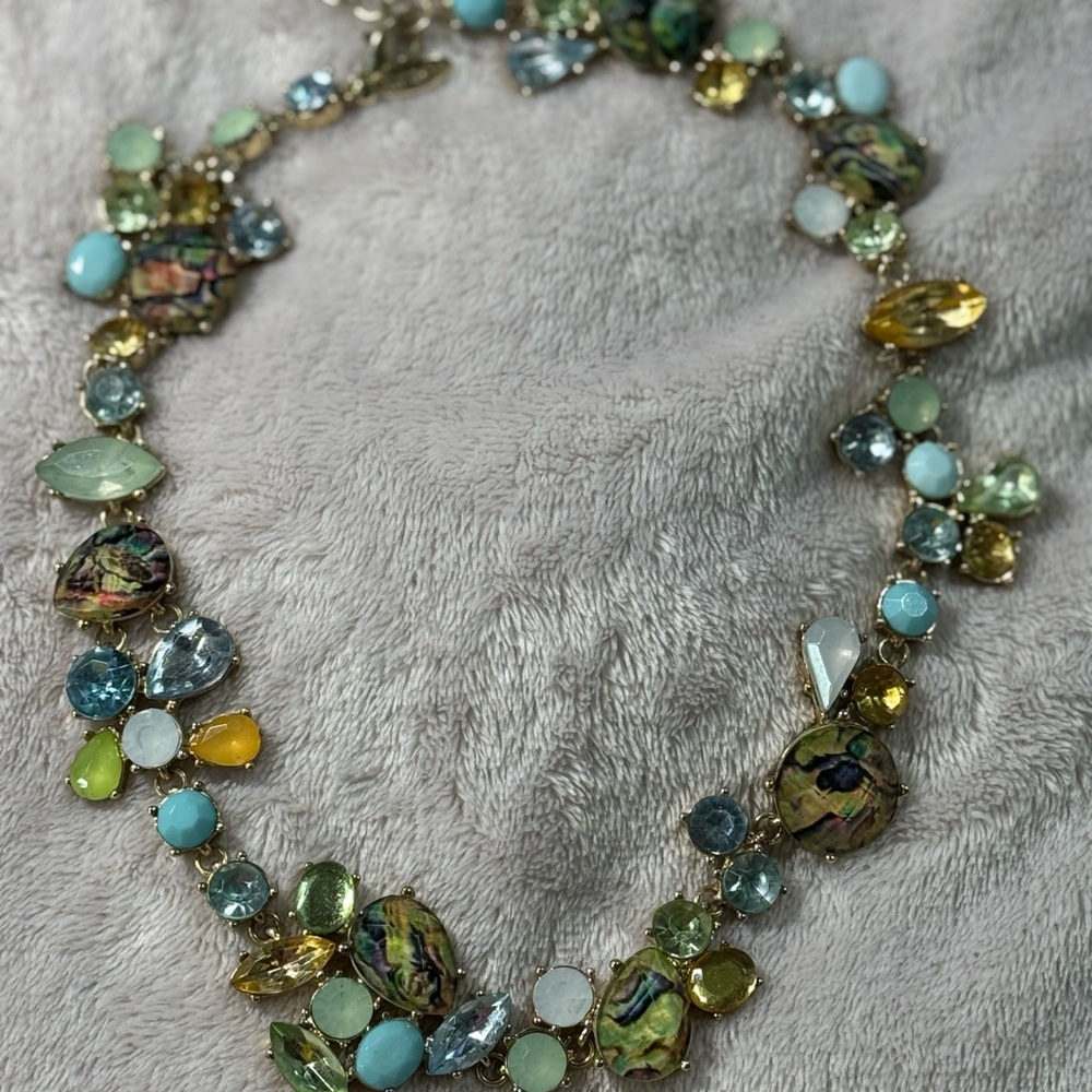 COPY - Blue and Green Beaded Floral Necklace